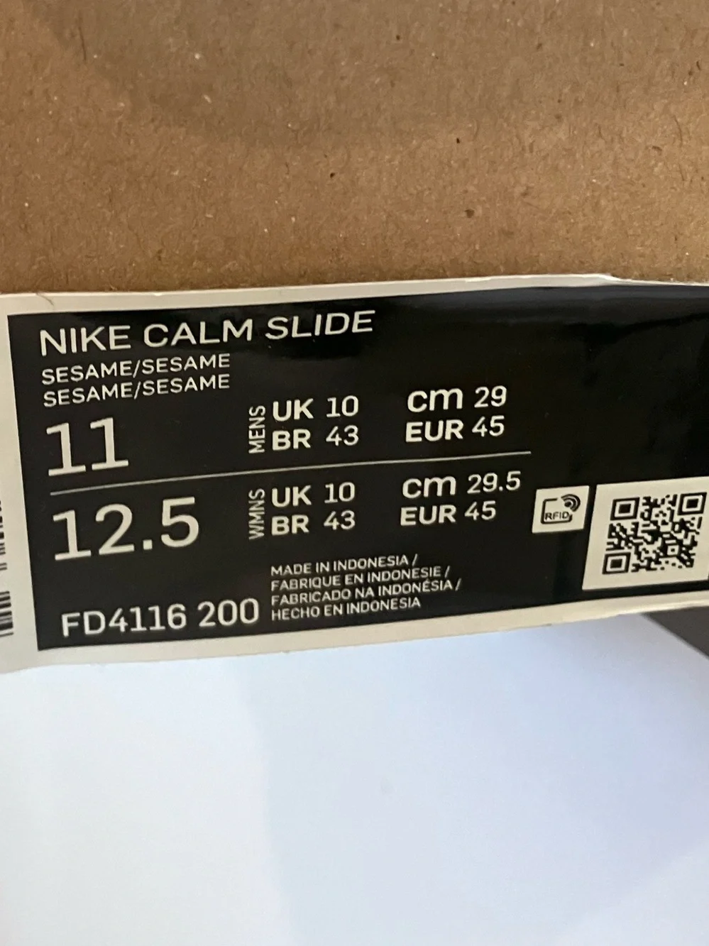 Nike Calm Slide Sesame Size 11